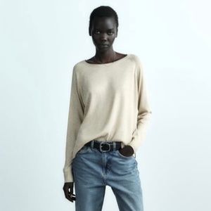 ZARA: GOLD METALLIC THREAD KNIT SWEATER XL NWT